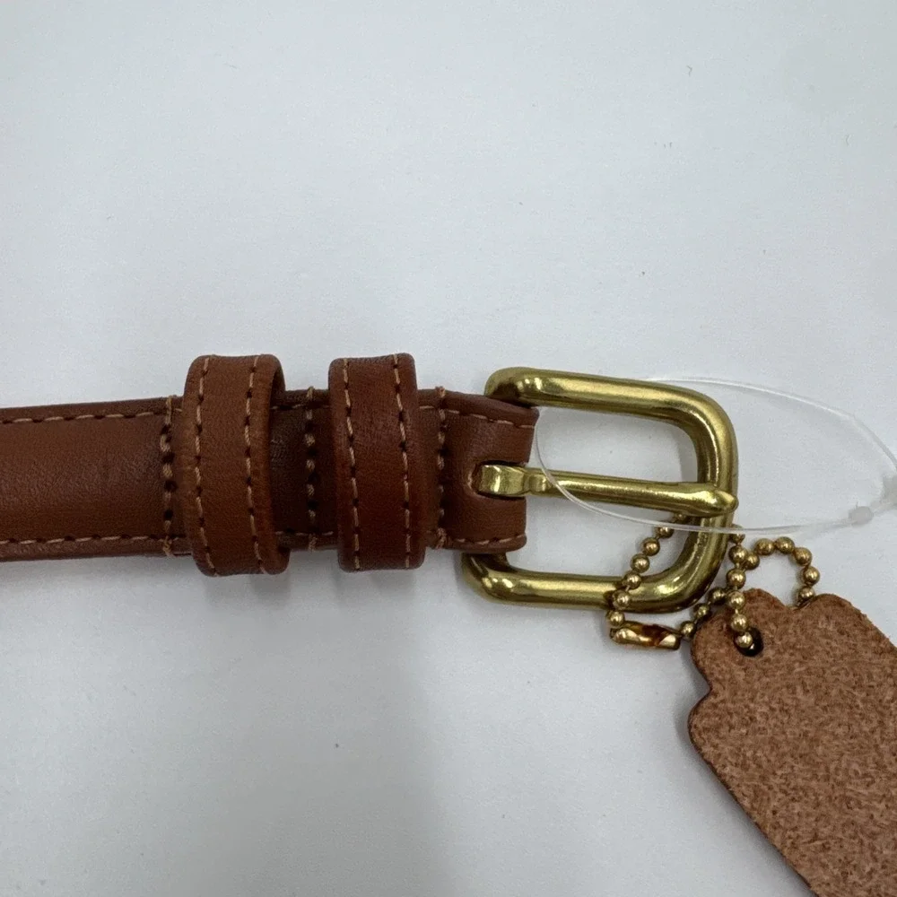 Vintage Coach 2800 British Tan Leather Belt Size 30 USA Solid Brass Hangtag